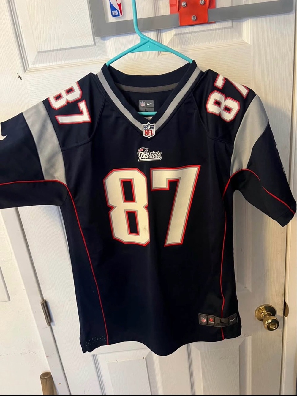 Nike Kids blue Football Jersey #87 with White and Red Trim